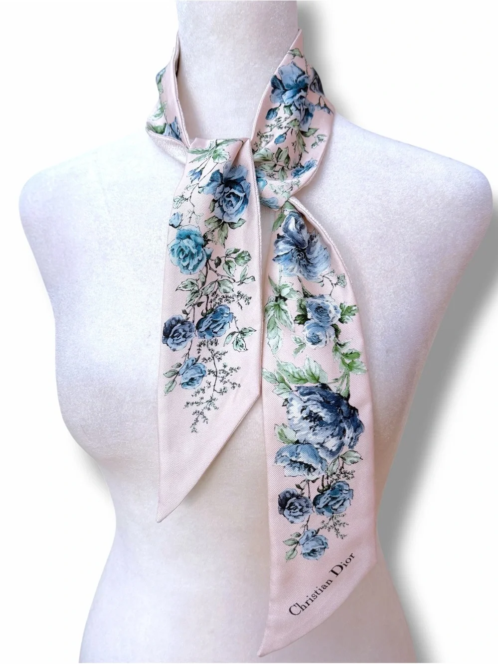 Christian Dior Granville Mitzah Silk Scarf Pink Blue Floral Pietro Ruffo W/ Box